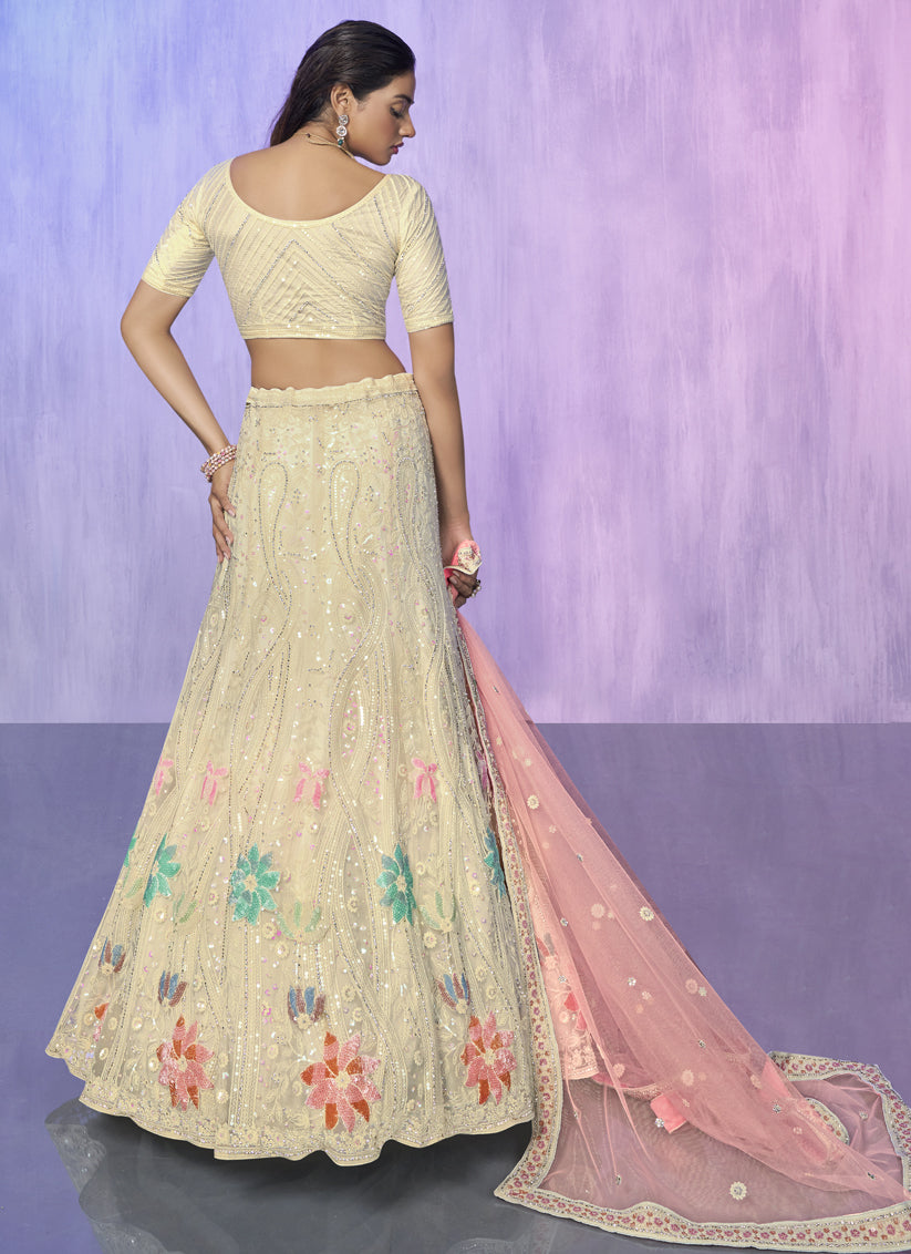 Off White Heavy Designer Lehenga Choli Set