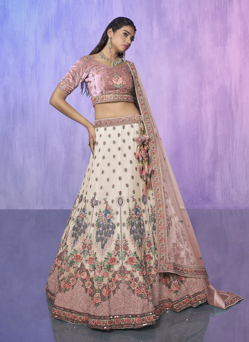 White Heavy Designer Lehenga Choli Set