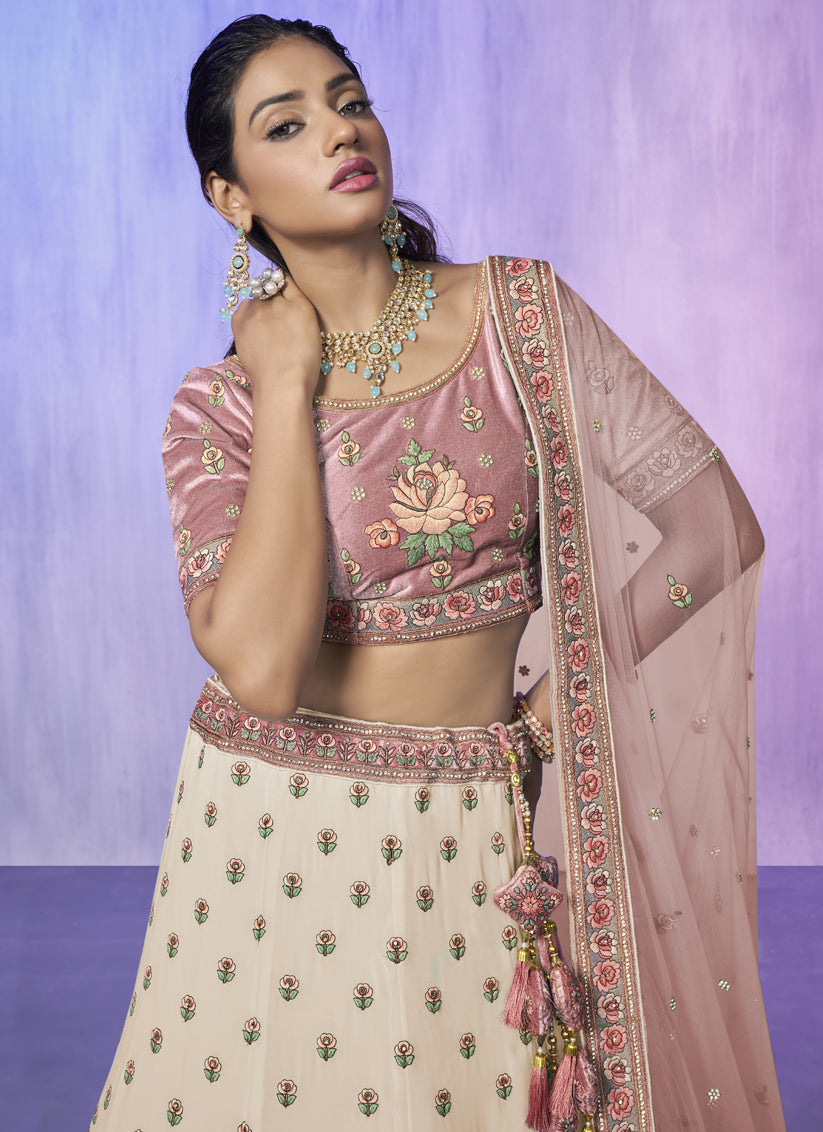 White Heavy Designer Lehenga Choli Set