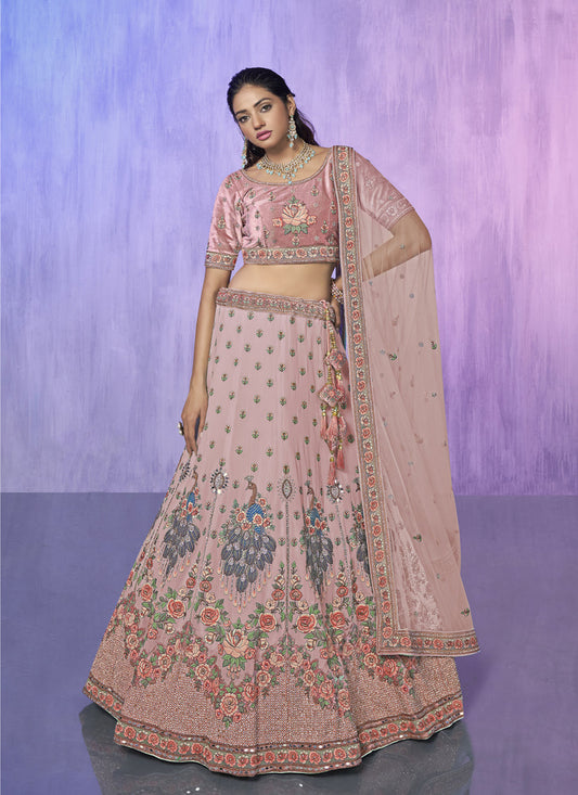 Peach Heavy Designer Lehenga Choli Set
