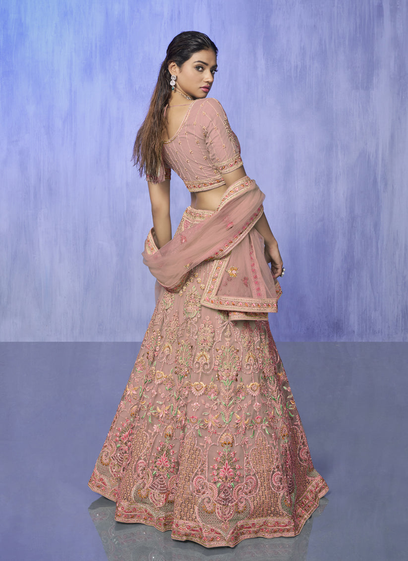 Peach Heavy Designer Lehenga Choli Set