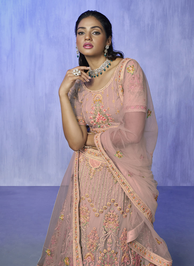 Peach Heavy Designer Lehenga Choli Set