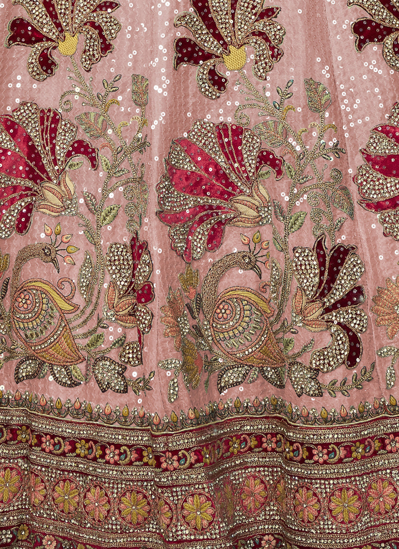 Peach Heavy Designer Lehenga Choli Set