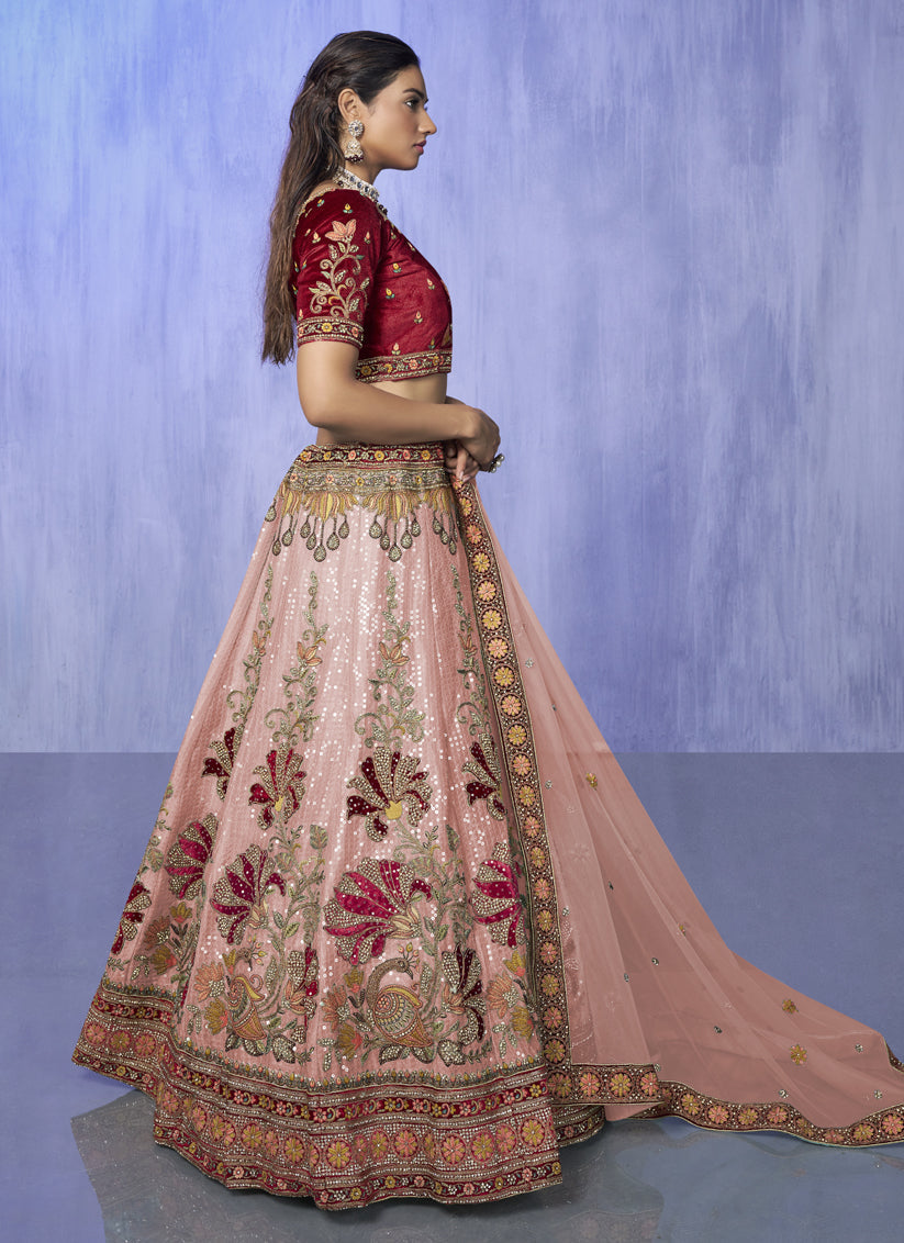 Peach Heavy Designer Lehenga Choli Set