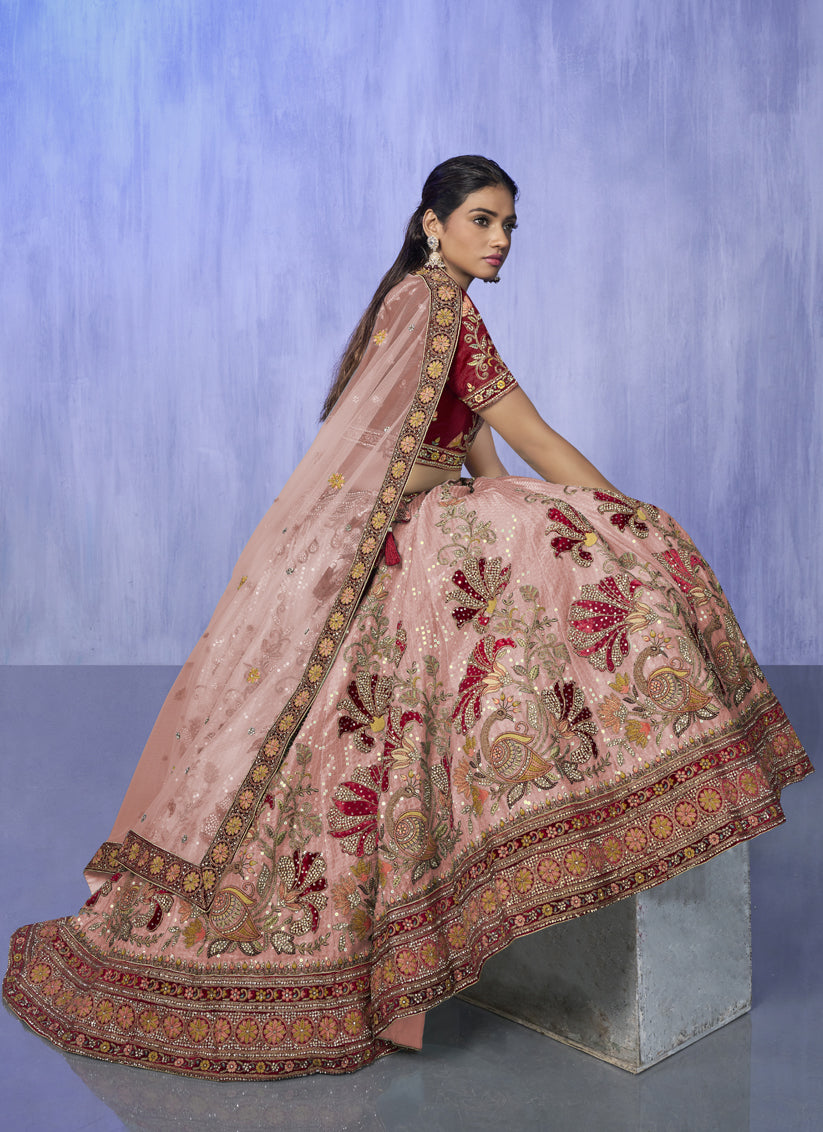 Peach Heavy Designer Lehenga Choli Set