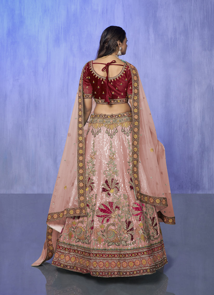 Peach Heavy Designer Lehenga Choli Set