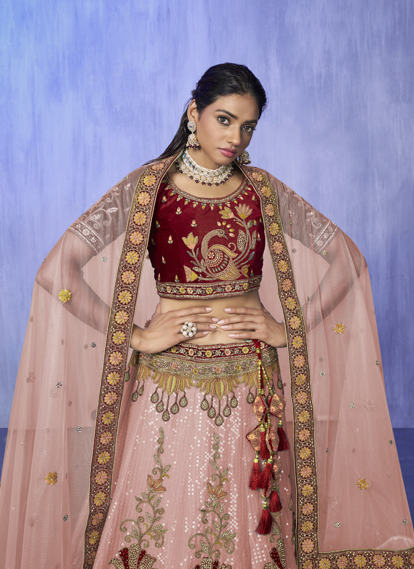 Peach Heavy Designer Lehenga Choli Set