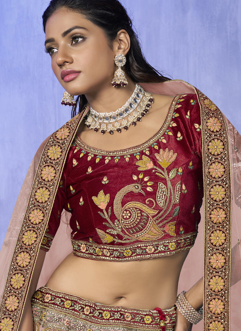 Peach Heavy Designer Lehenga Choli Set
