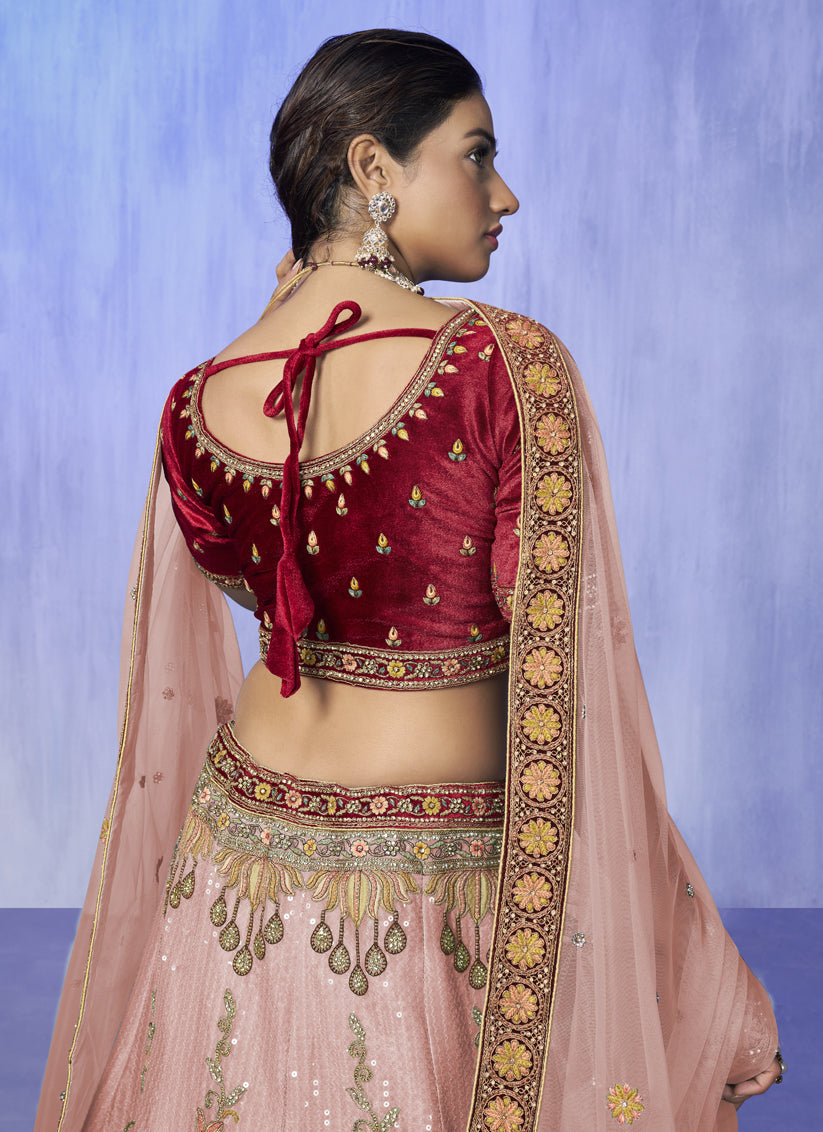 Peach Heavy Designer Lehenga Choli Set