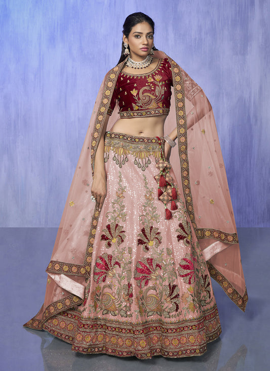 Peach Heavy Designer Lehenga Choli Set