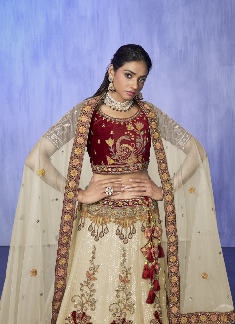 White Heavy Designer Lehenga Choli Set