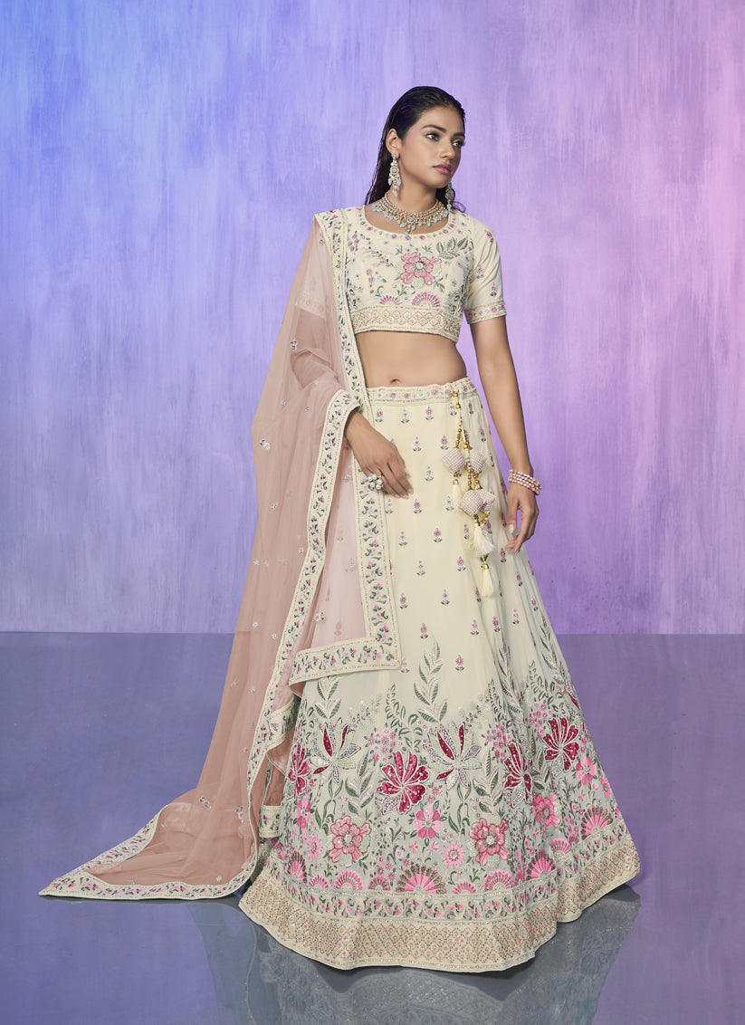 White Heavy Designer Lehenga Choli Set