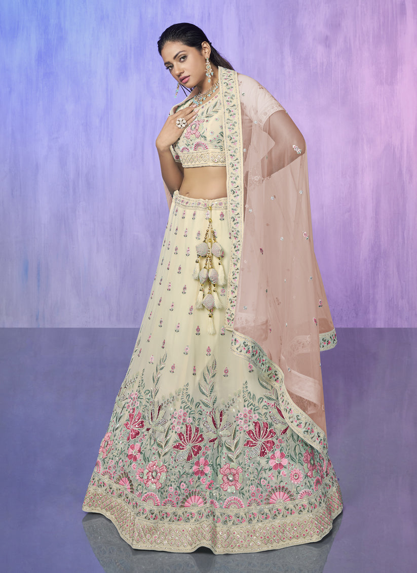 White Heavy Designer Lehenga Choli Set