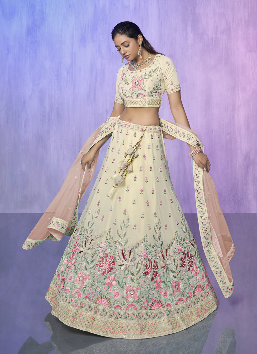 White Heavy Designer Lehenga Choli Set