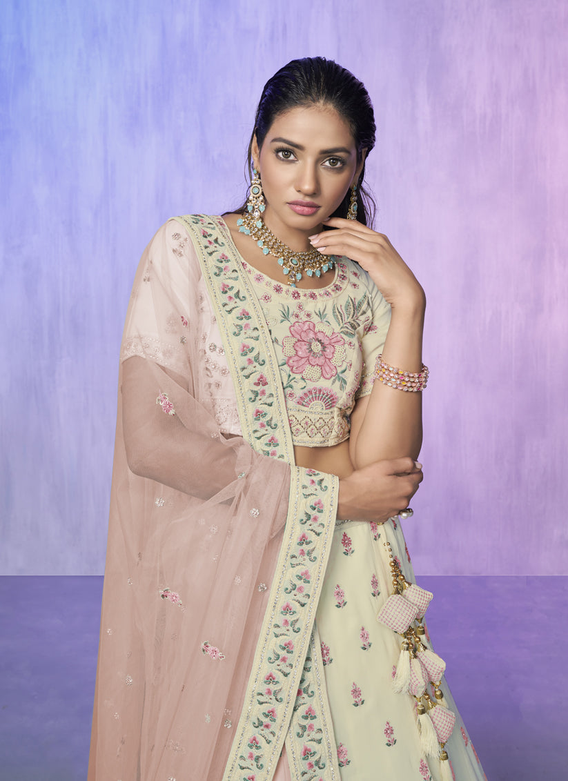 White Heavy Designer Lehenga Choli Set