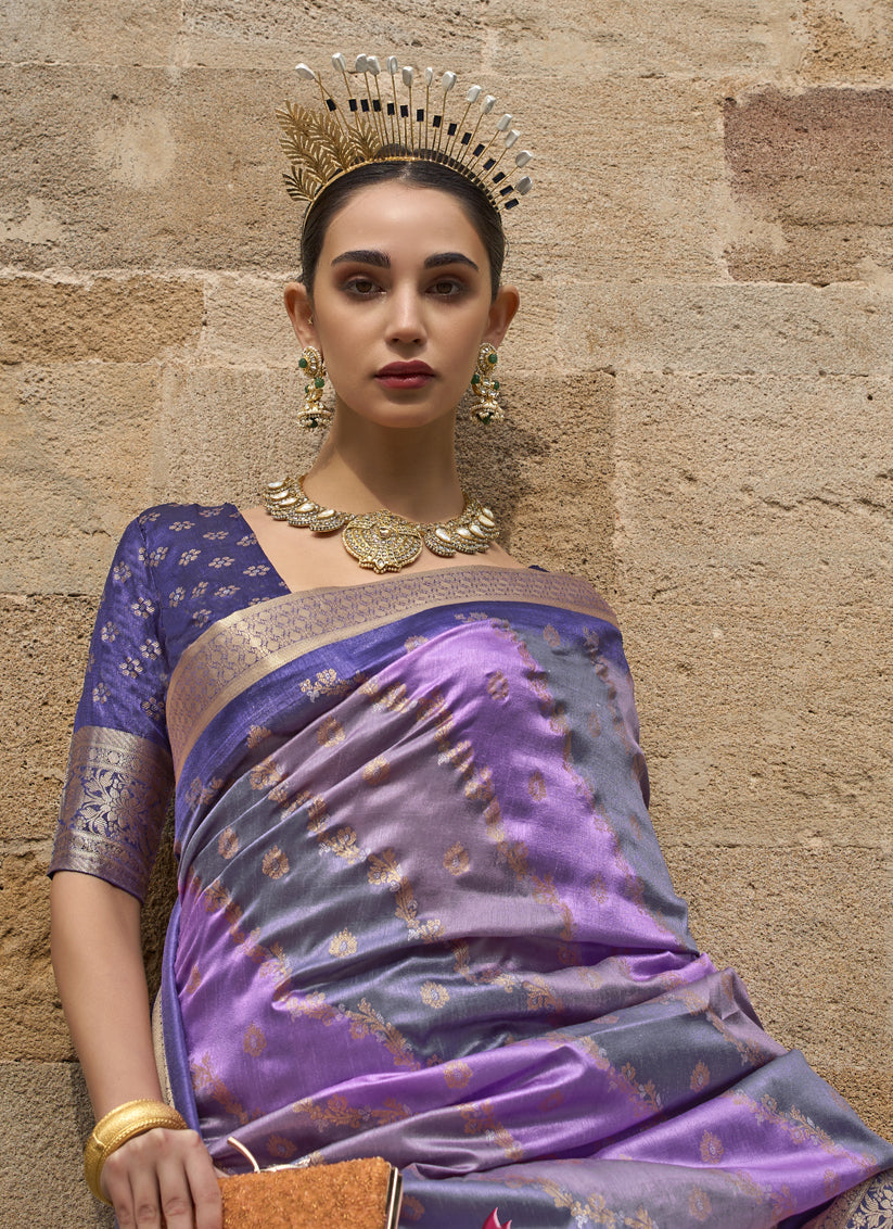Purple Silk Printed Saree