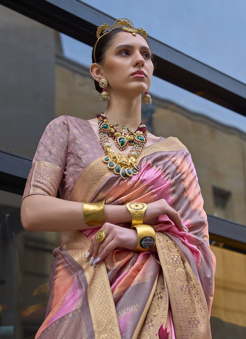 Pink Silk Printed Saree