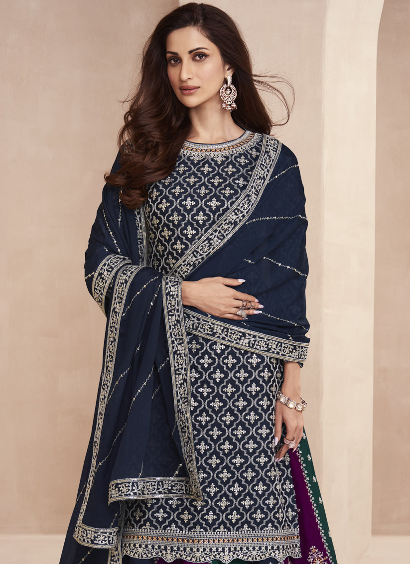 Navy Blue Heavy Designer Lehenga Kameez Suit