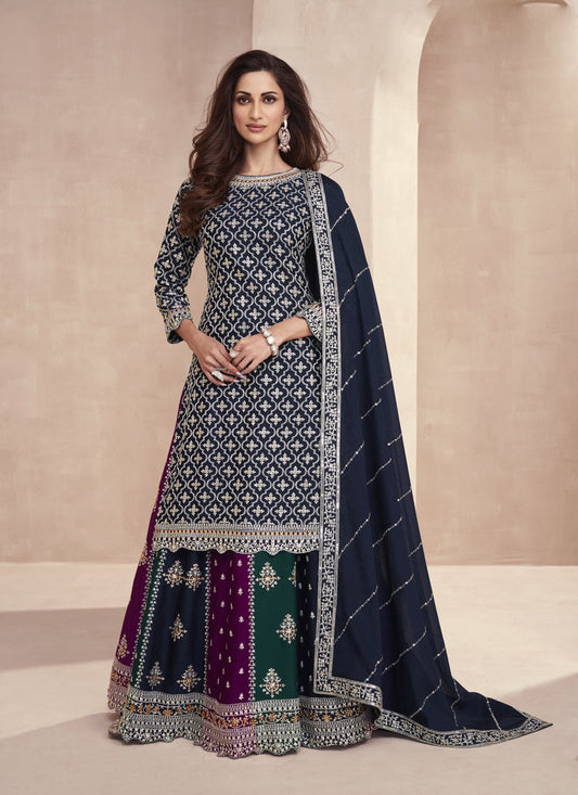 Navy Blue Heavy Designer Lehenga Kameez Suit