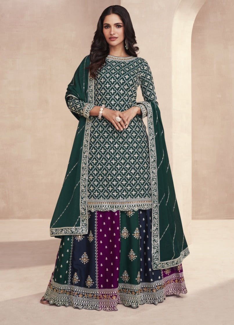 Green Heavy Designer Lehenga Kameez Suit