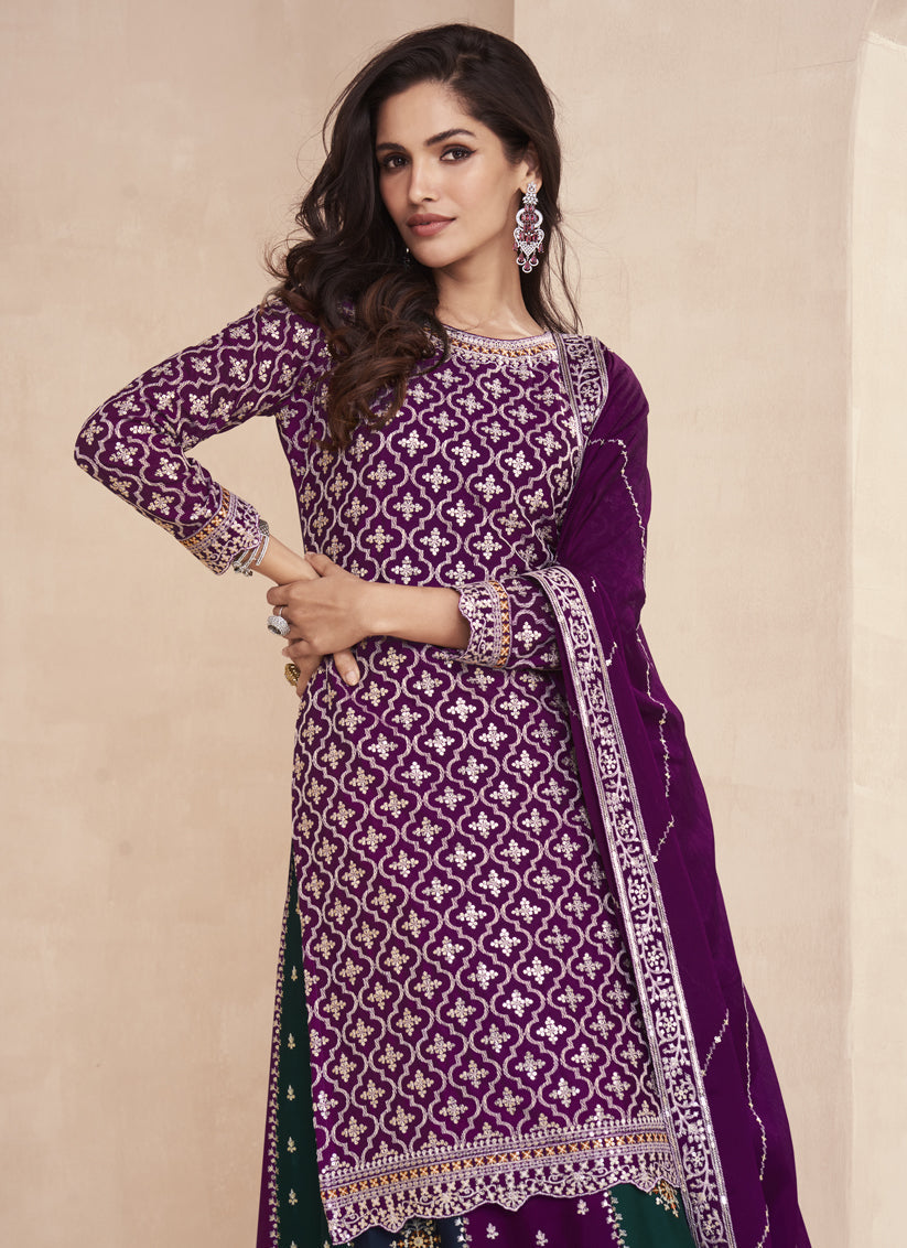 Wine Heavy Designer Lehenga Kameez Suit