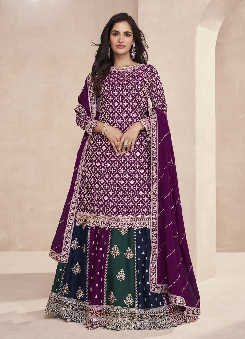 Wine Heavy Designer Lehenga Kameez Suit
