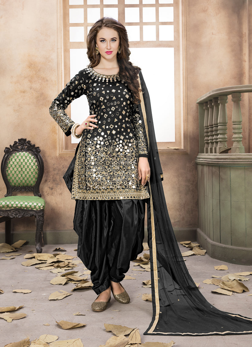 Black Mirror Work Patiala Suit