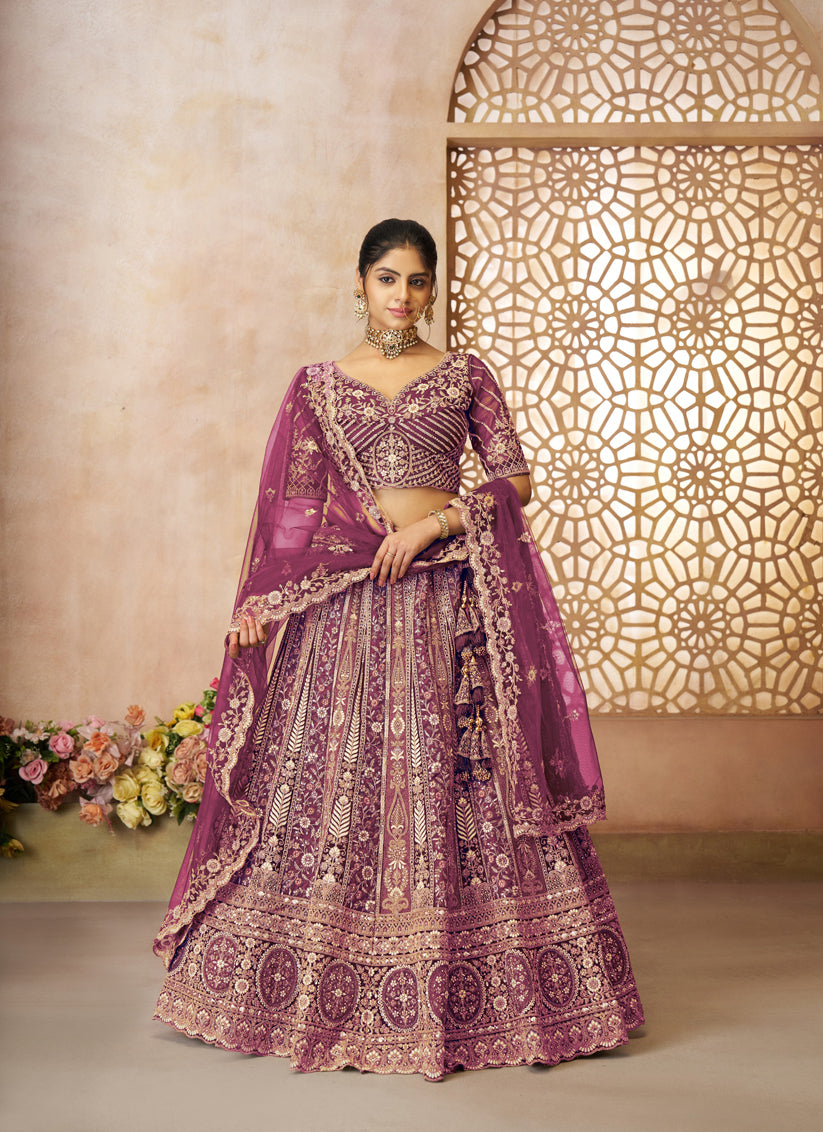 Dark Purple Heavy Embroidered Sequin Lehenga Choli