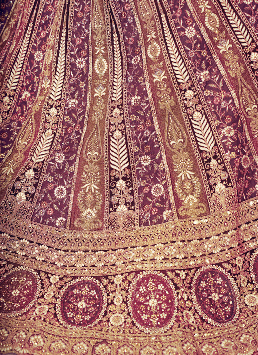 Dark Purple Heavy Embroidered Sequin Lehenga Choli