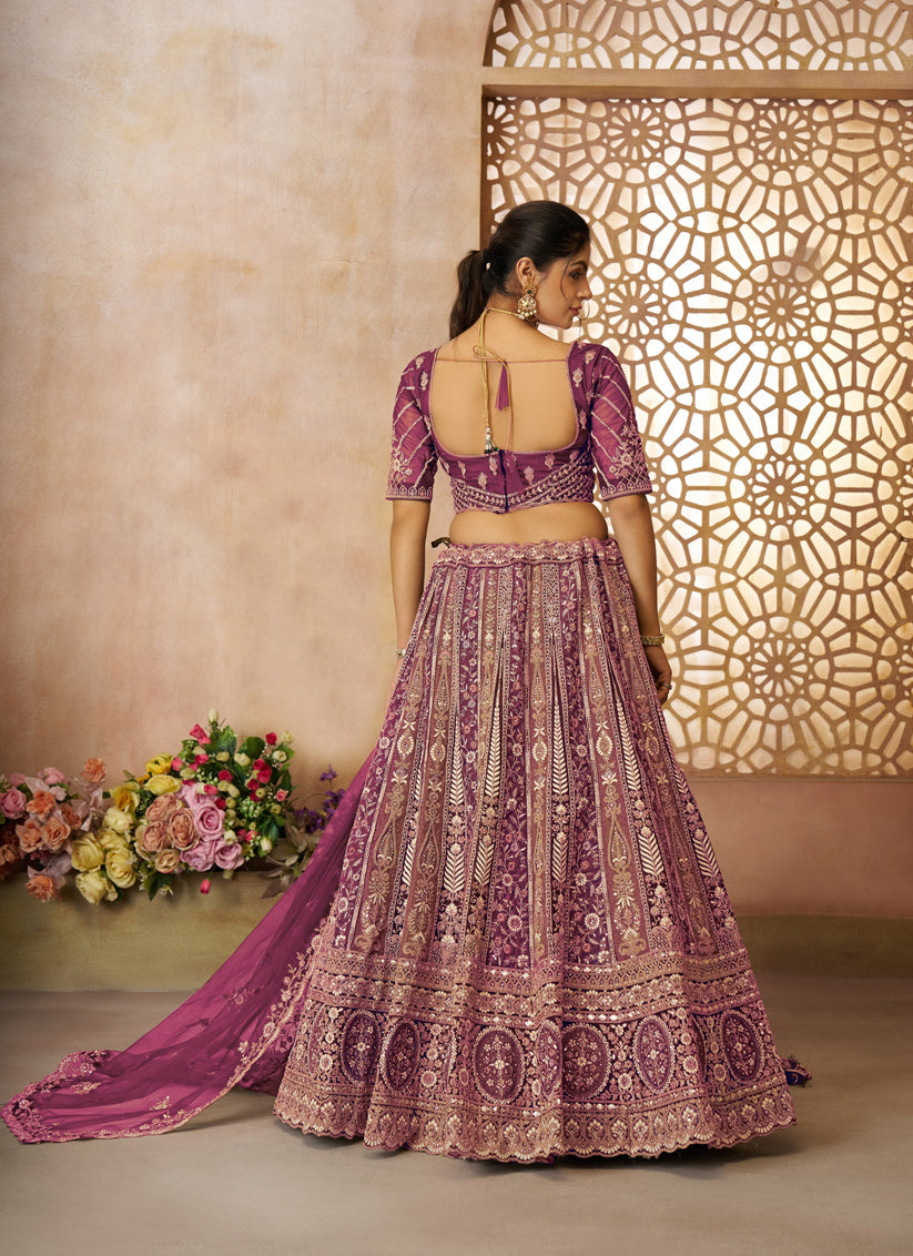 Dark Purple Heavy Embroidered Sequin Lehenga Choli