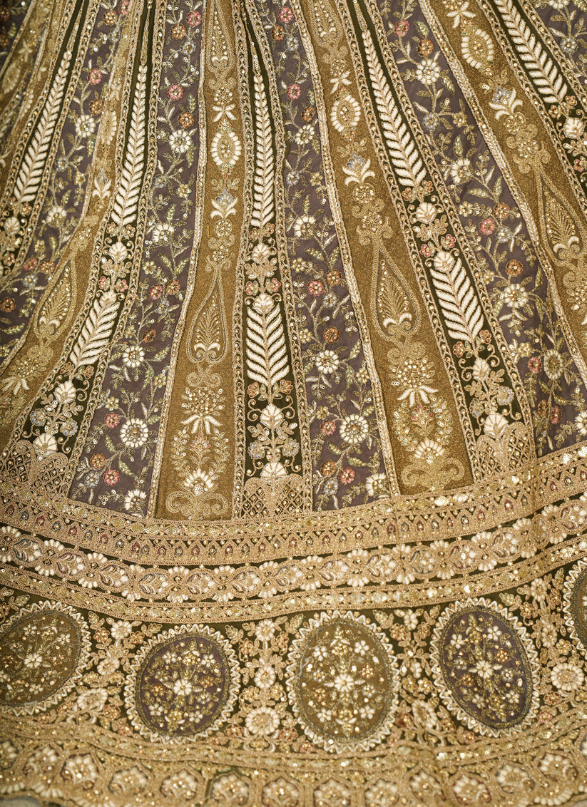 Mehendi Green Heavy Embroidered Sequin Lehenga Choli