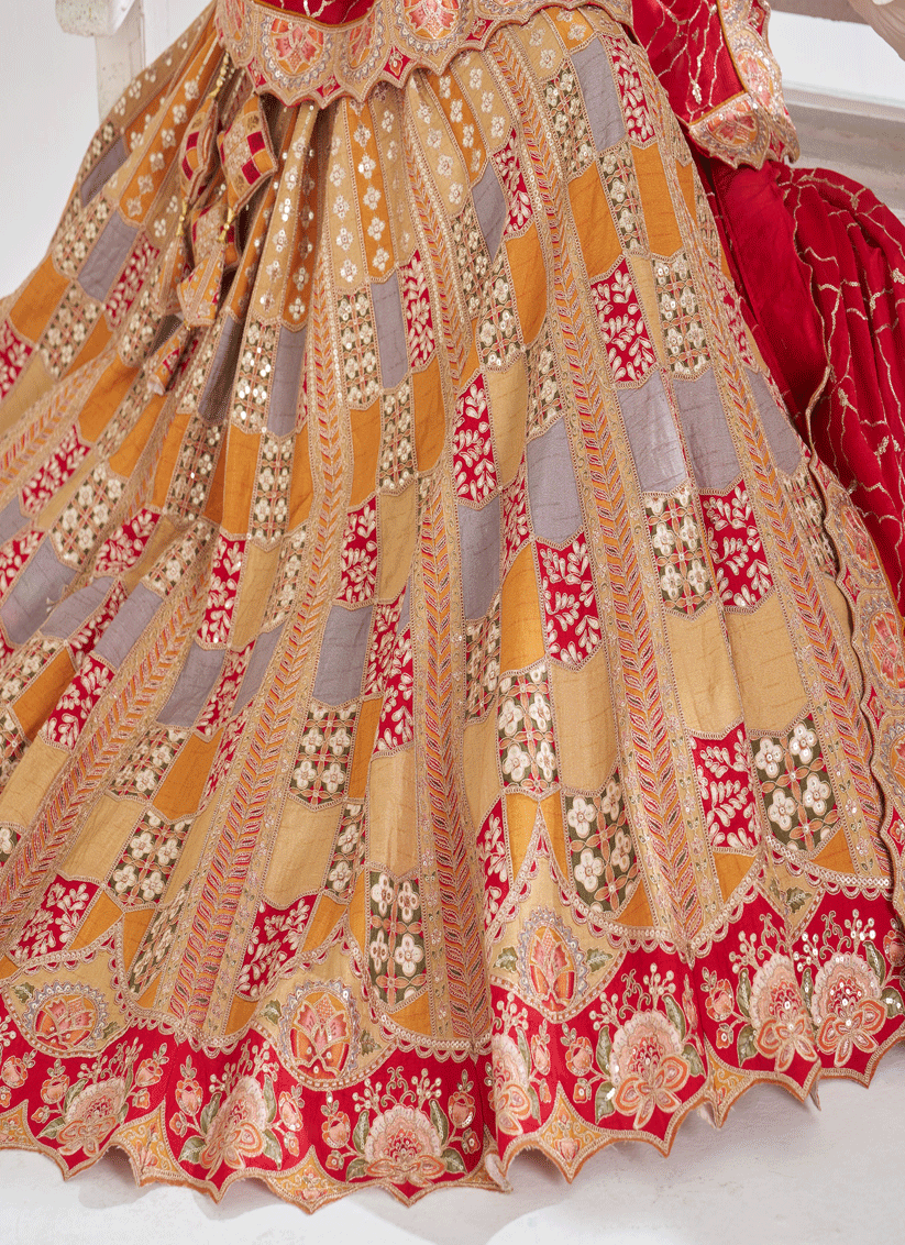 Mustard Color Heavy Embroidered Sequins Wedding Lehenga Choli