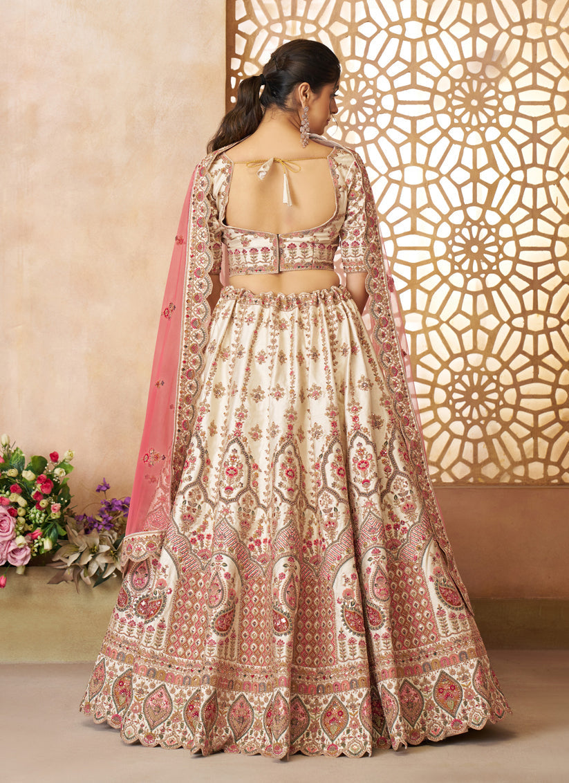 White Silk Heavy Embroidered Bridal Wear Lehenga Choli