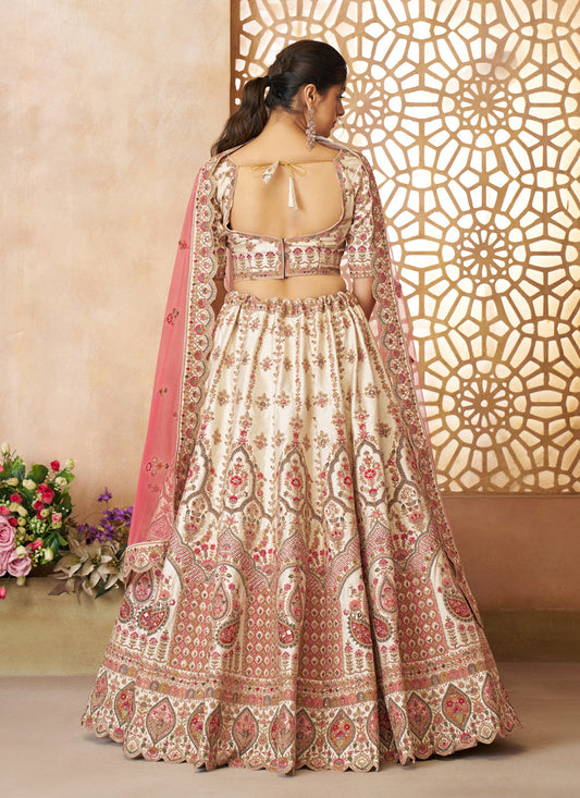 White Silk Heavy Embroidered Bridal Wear Lehenga Choli