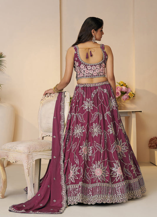 Dazzling Maroon Embroidered Thread Lehenga Choli