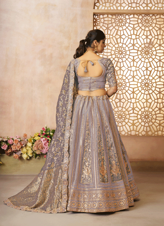 Onion Patch Work Tissue Silk Bridesmaid Lehenga Choli