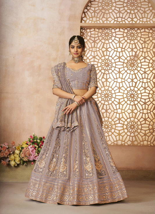 Onion Patch Work Tissue Silk Bridesmaid Lehenga Choli