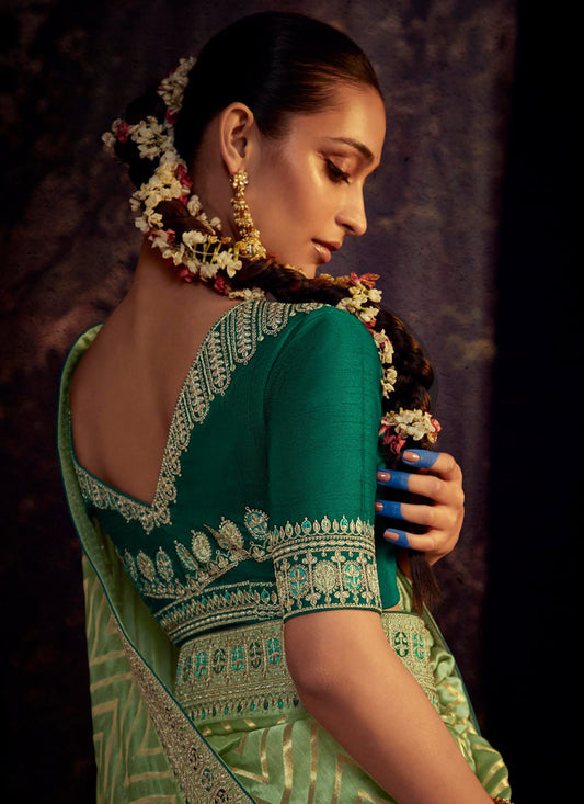 Lime Green Heavy Designer Saree