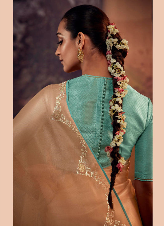 Peach Heavy Designer Saree