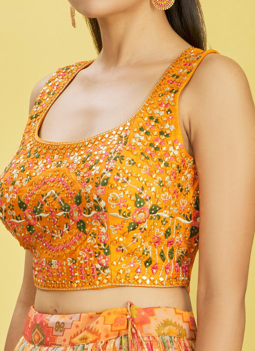 Yellow Organza Designer Lehenga Choli Set