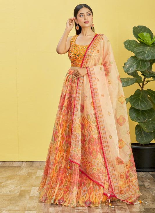 Yellow Organza Designer Lehenga Choli Set