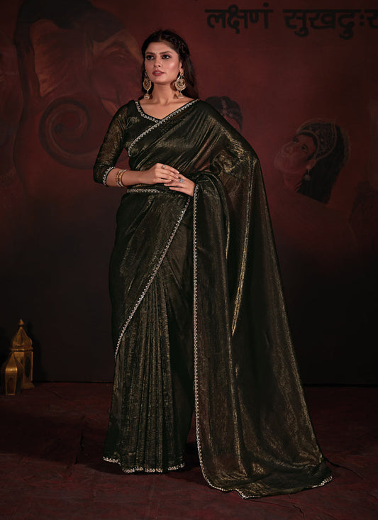Black Embellished Crushed Zari Fabric Saree