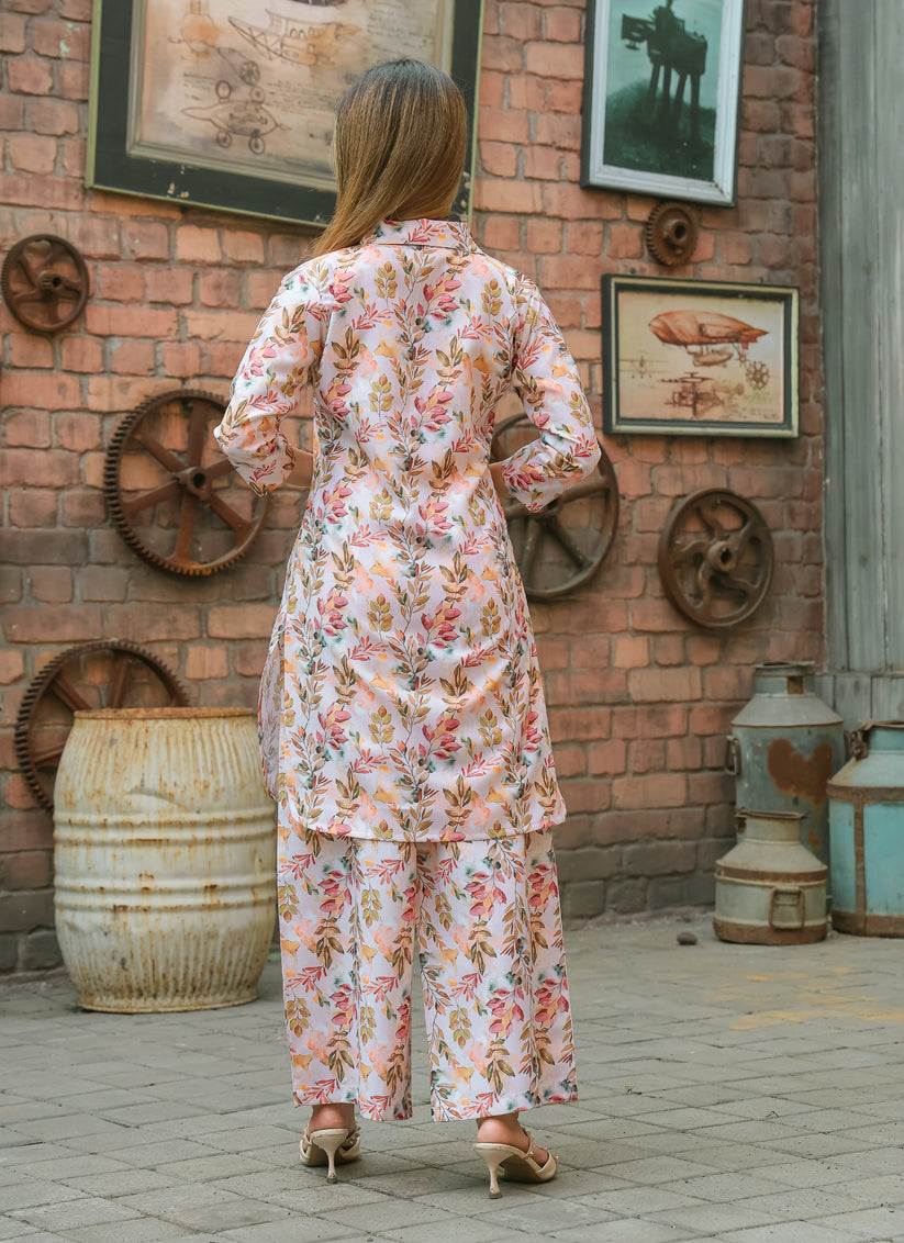 Off White Floral Printed Co-Ord Set