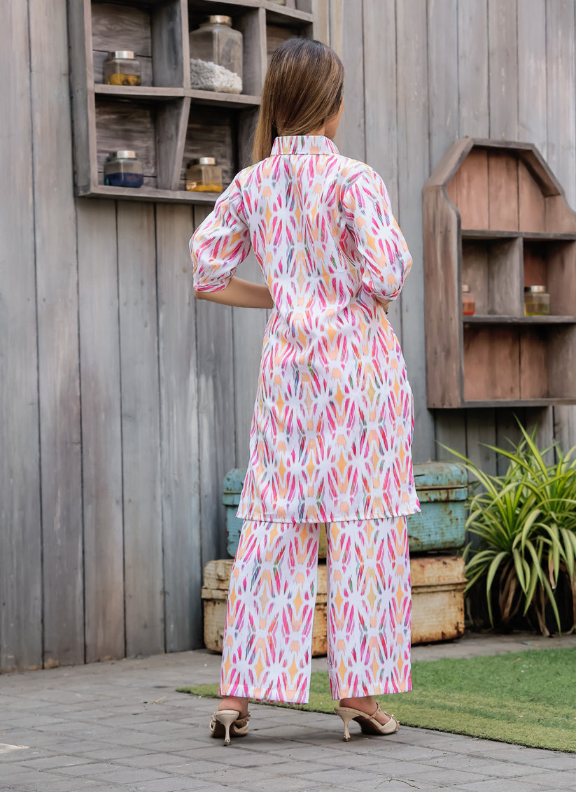 Whte Floral Printed Co-Ord Set