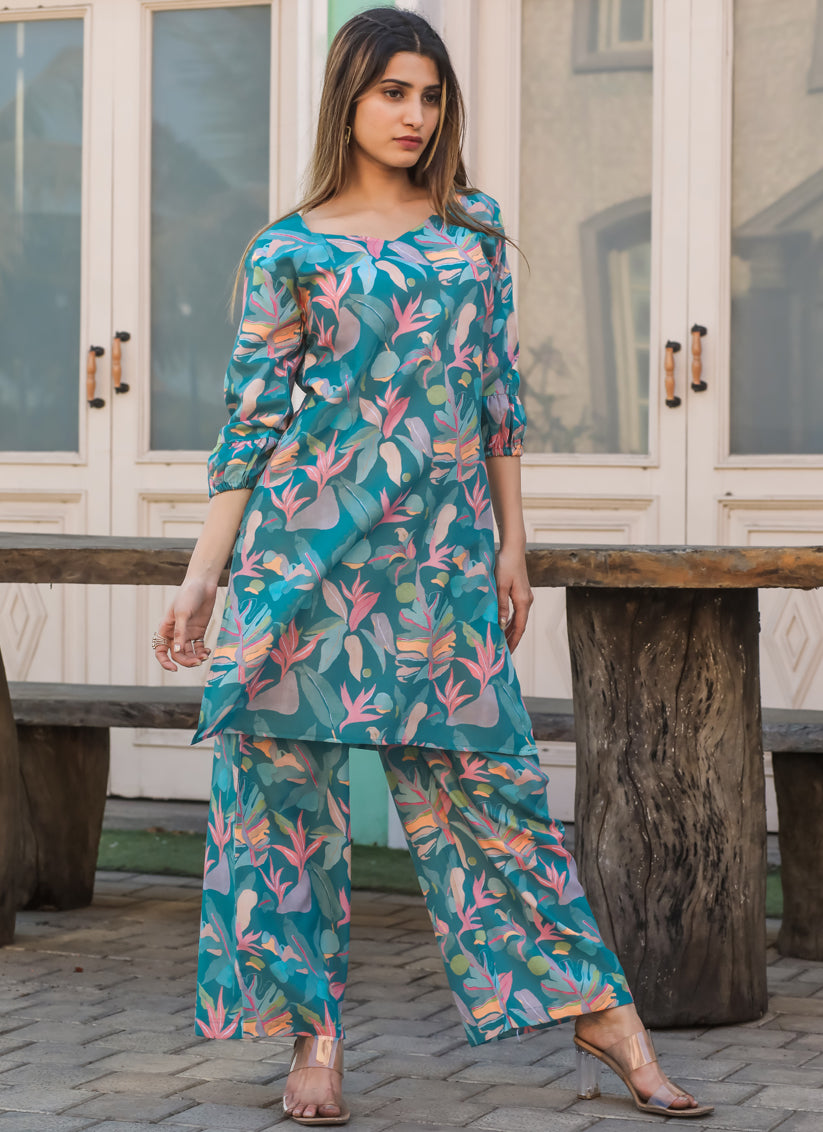 Rama Green Floral Printed Co-Ord Set