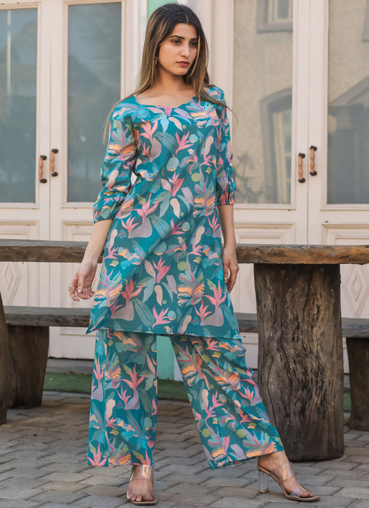 Rama Green Floral Printed Co-Ord Set