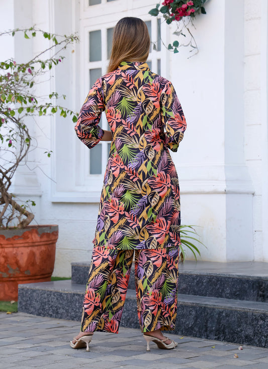 Black Floral Printed Co-Ord Set