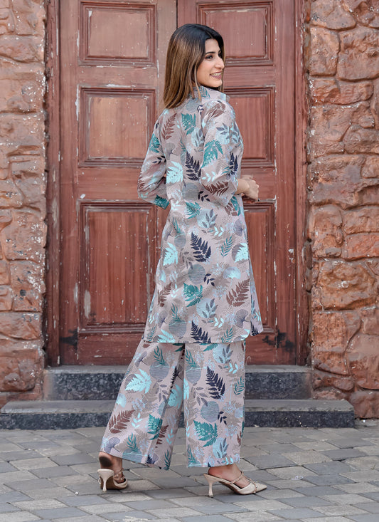 Grey Floral Printed Co-Ord Set