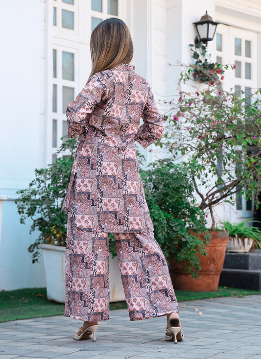 Peach Floral Printed Co-Ord Set