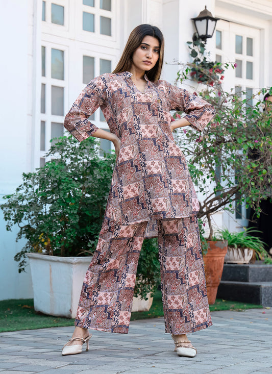 Peach Floral Printed Co-Ord Set